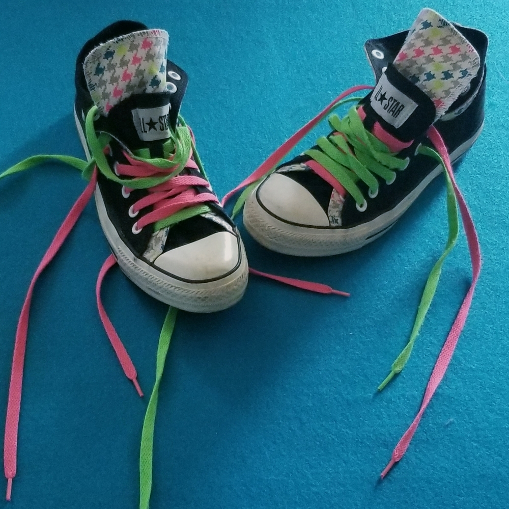 Converse All Star Chuck Taylor 80's Neon Houndstooth Sneakers Shoes Rare